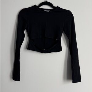 Adika Black Long Sleeve Crop Top Size S